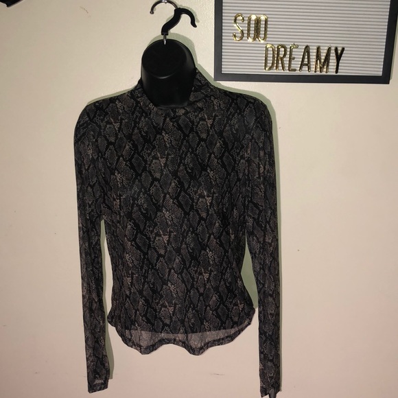 wild fable Tops - WILD FABLE Snakeskin Mesh Long Sleeve Top
